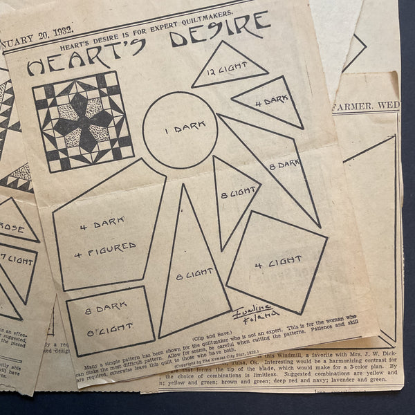 Vintage Kansas City Star Quilt Patterns 10 Original 1930s Newspaper Clippings