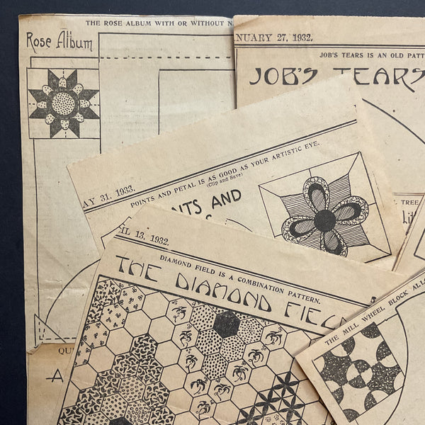 Vintage Kansas City Star Quilt Patterns 10 Original 1930s Newspaper Clippings