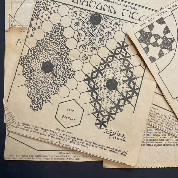 Vintage Kansas City Star Quilt Patterns 10 Original 1930s Newspaper Clippings