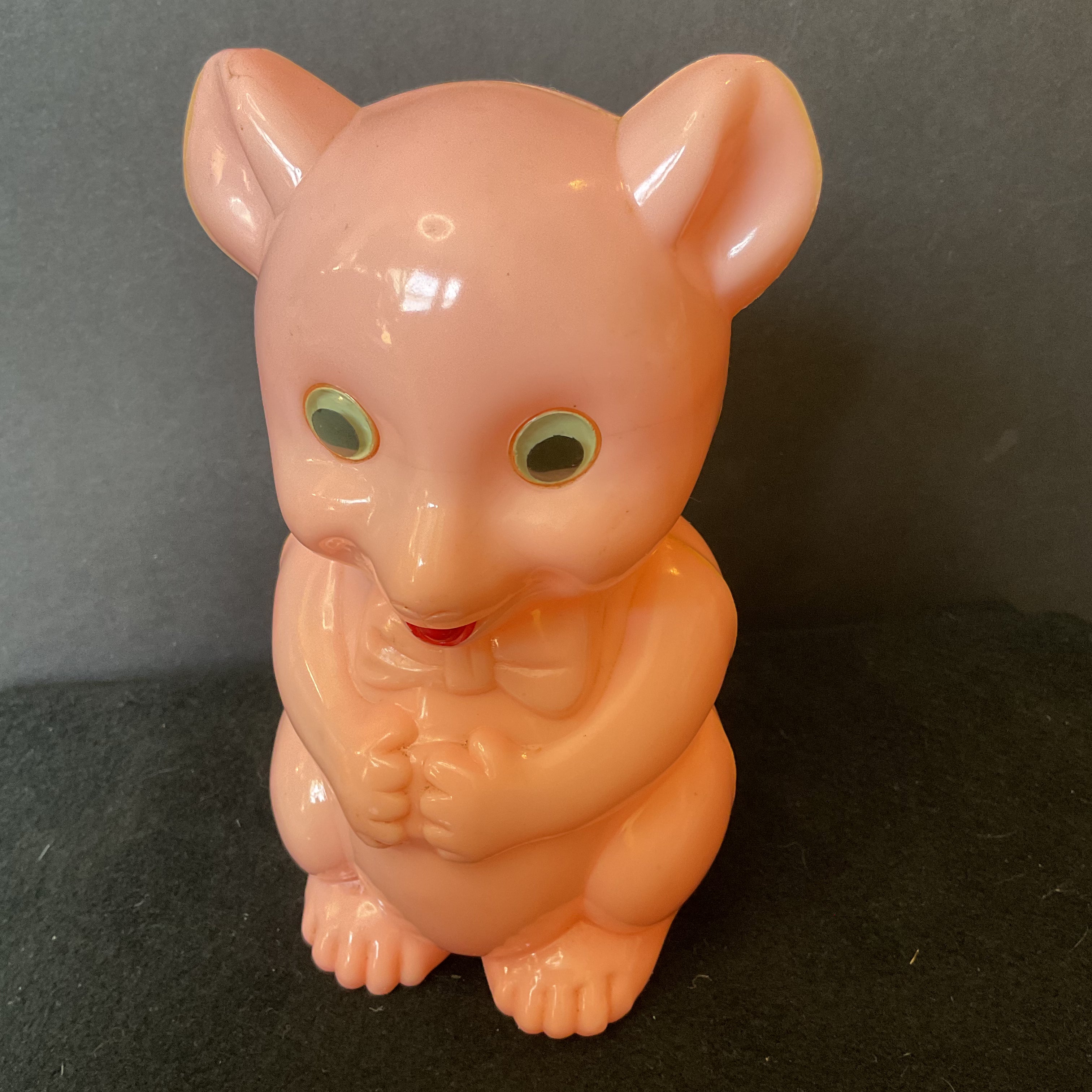 Vintage 1950s Pink Bear Piggy Bank Hard Plastic Coin Bank
