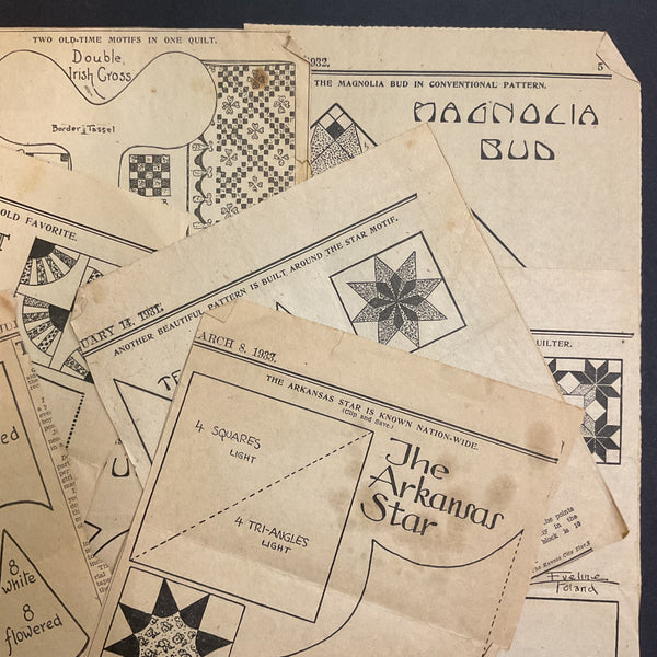 10 Vintage Original Kansas City Star Quilt Patterns 1930s Newspaper Clippings