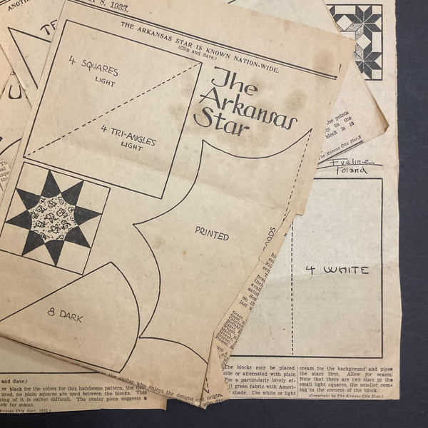 10 Vintage Original Kansas City Star Quilt Patterns 1930s Newspaper Clippings
