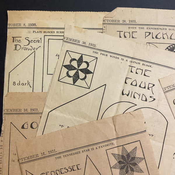 10 Vintage Original Kansas City Star Quilt Patterns Cypress 1930s Newspaper Clippings