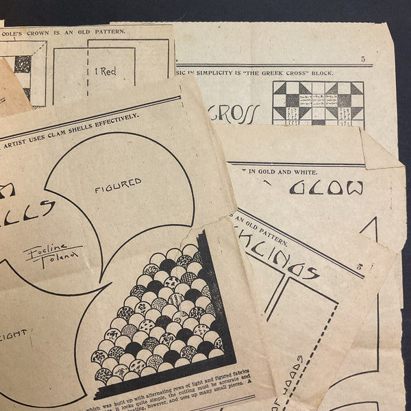 10 Vintage Original Kansas City Star Newspaper 1930s Quilt Patterns Clippings