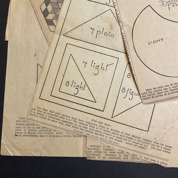 10 Vintage Original Kansas City Star Newspaper 1930s Quilt Patterns Clippings