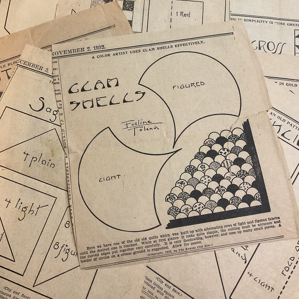 10 Vintage Original Kansas City Star Newspaper 1930s Quilt Patterns Clippings