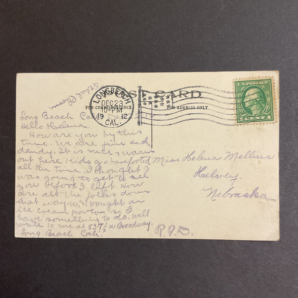 Vintage Long Beach CA Pennant Postcard 1912 Postmark