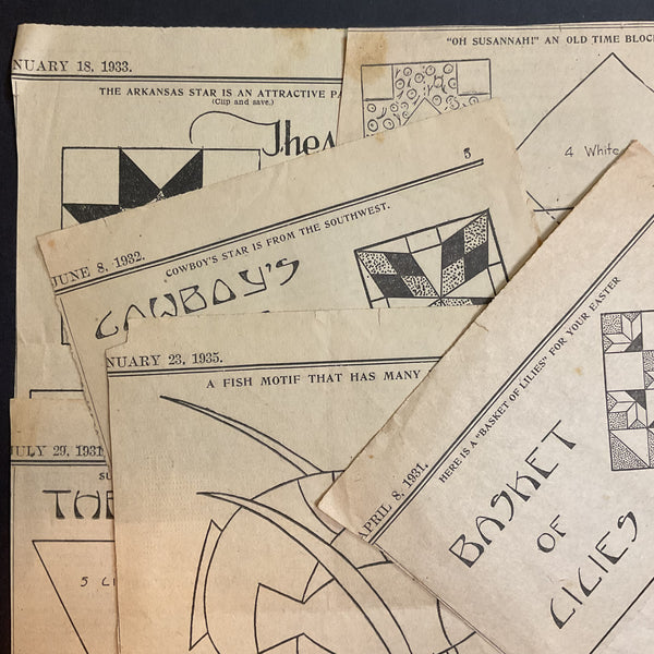 10 Vintage Original Kansas City Star Newspaper 1930s Quilt Patterns Clippings