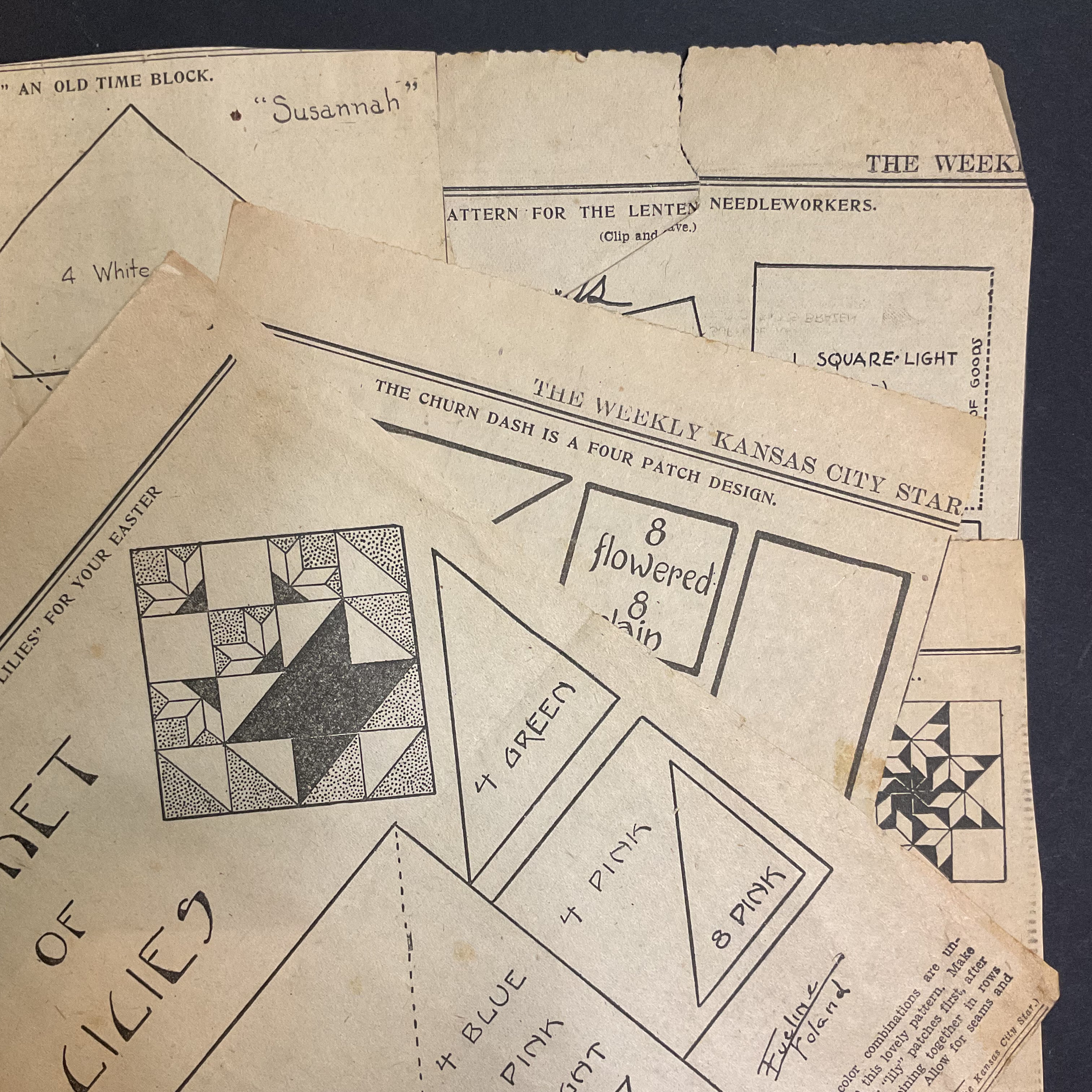10 Vintage Original Kansas City Star Newspaper 1930s Quilt Patterns Clippings