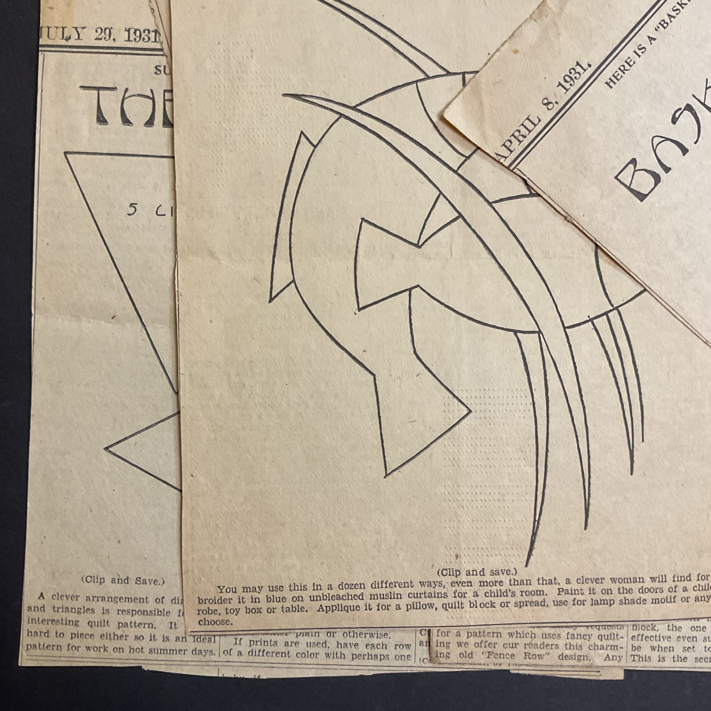 10 Vintage Original Kansas City Star Newspaper 1930s Quilt Patterns Clippings