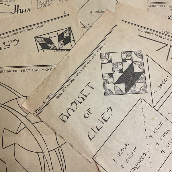 10 Vintage Original Kansas City Star Newspaper 1930s Quilt Patterns Clippings