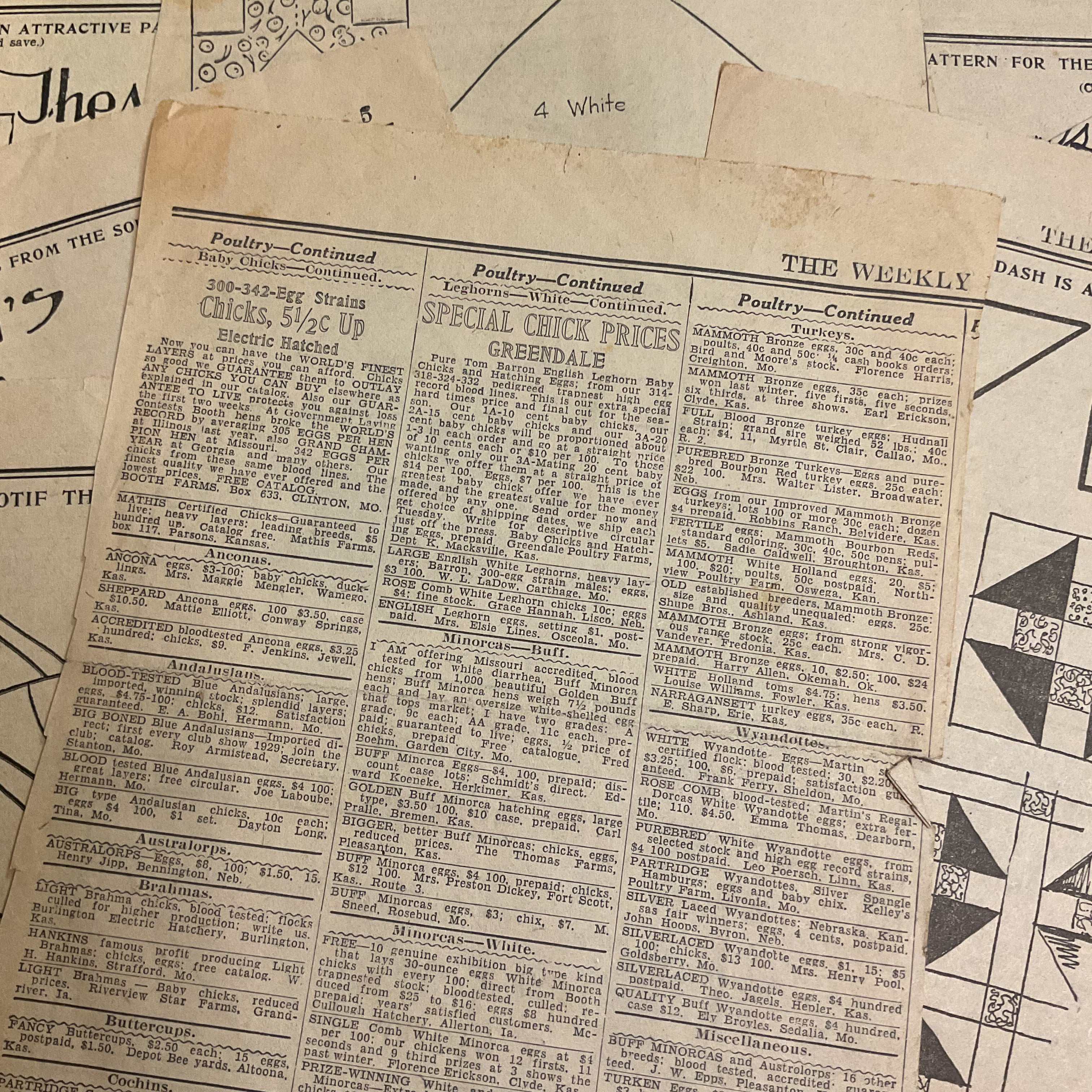 10 Vintage Original Kansas City Star Newspaper 1930s Quilt Patterns Clippings