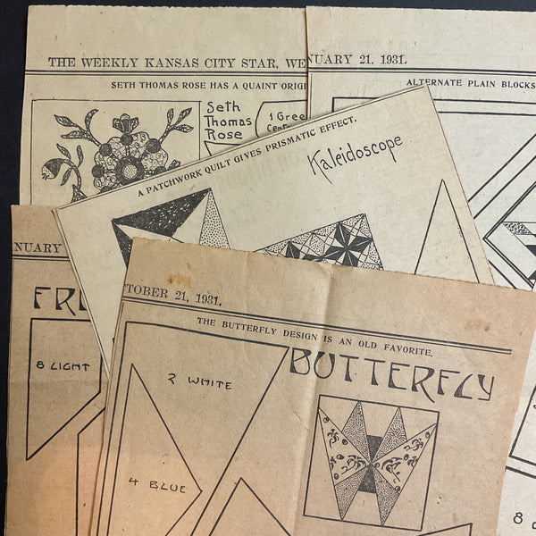 10 Vintage Kansas City Star Quilt Patterns Original 1930s Newspaper Clippings