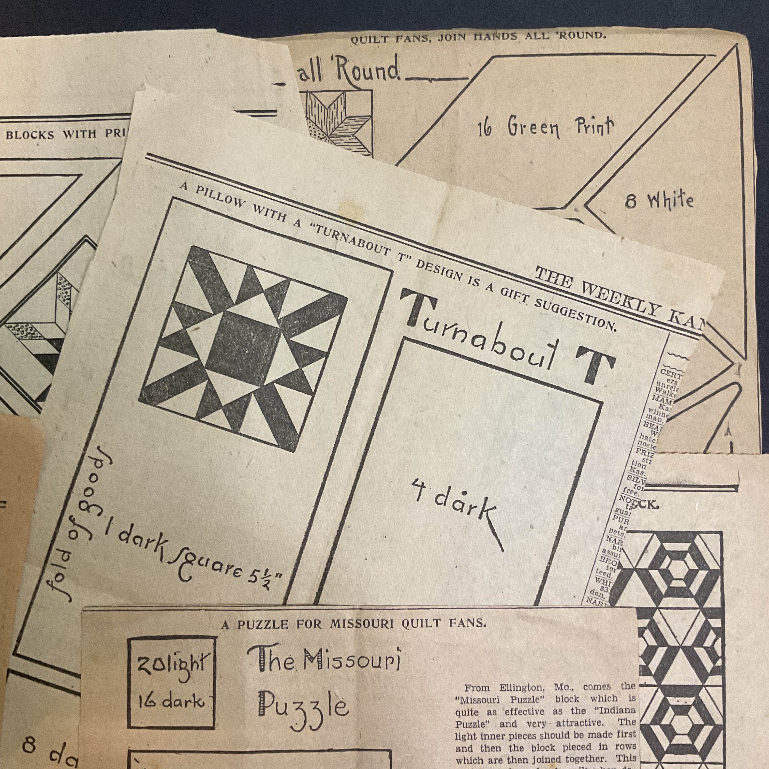 10 Vintage Kansas City Star Quilt Patterns Original 1930s Newspaper Clippings