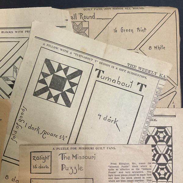 10 Vintage Kansas City Star Quilt Patterns Original 1930s Newspaper Clippings