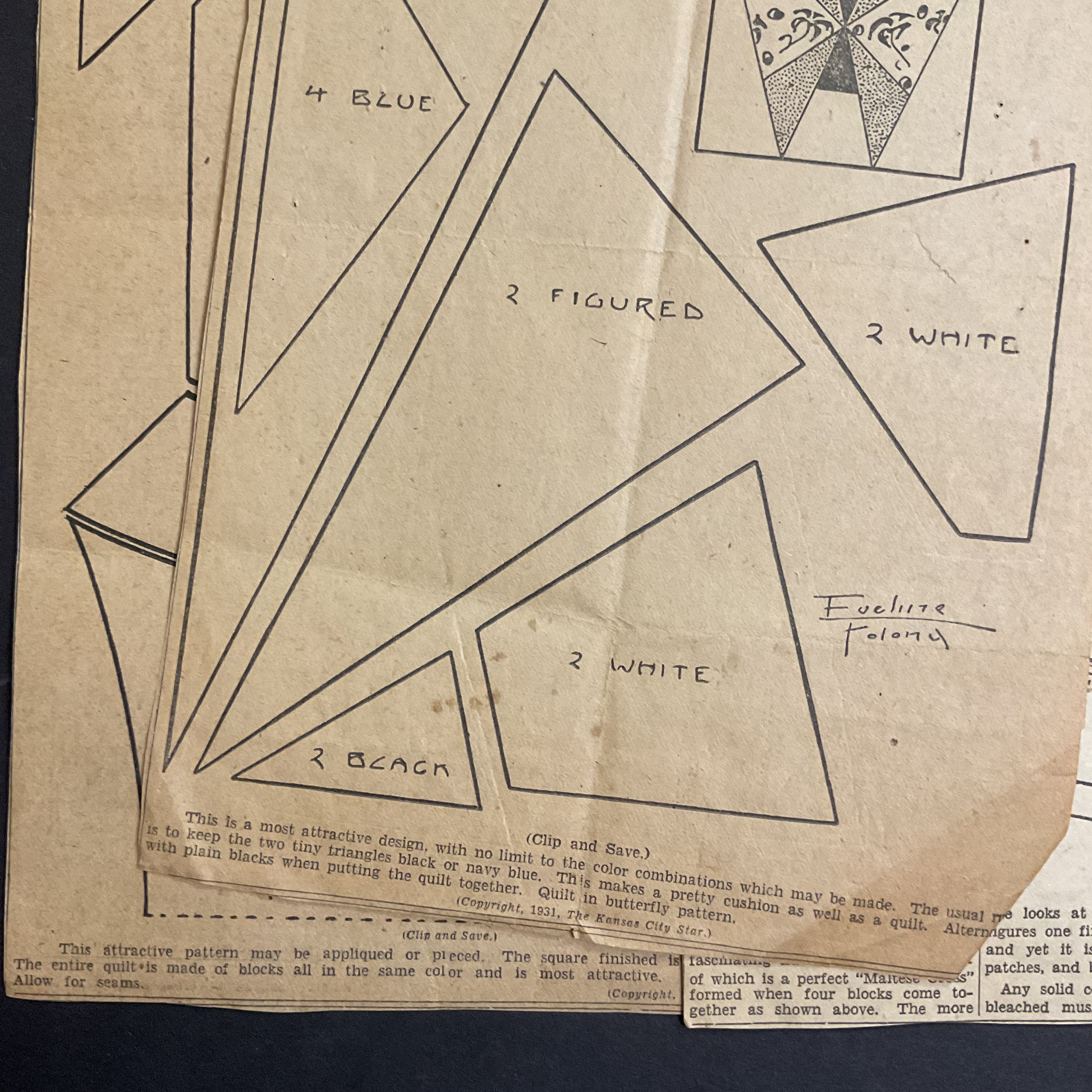 10 Vintage Kansas City Star Quilt Patterns Original 1930s Newspaper Clippings