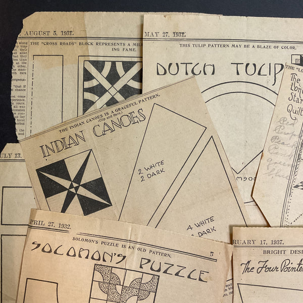 10 Vintage Kansas City Star Quilt Patterns Original 1930s Newspaper Clippings