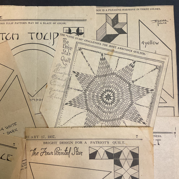 10 Vintage Kansas City Star Quilt Patterns Original 1930s Newspaper Clippings
