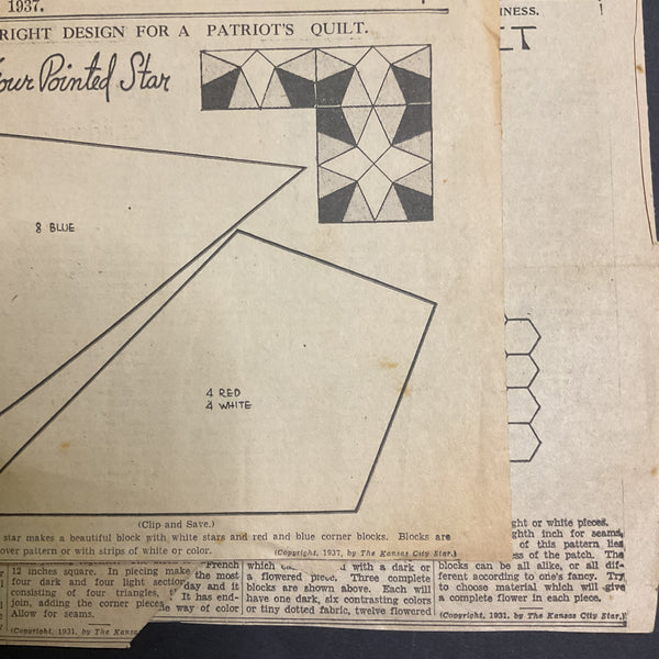10 Vintage Kansas City Star Quilt Patterns Original 1930s Newspaper Clippings