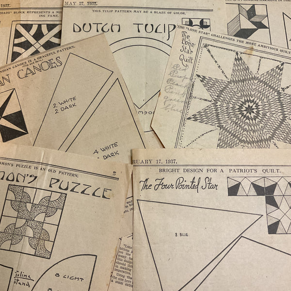 10 Vintage Kansas City Star Quilt Patterns Original 1930s Newspaper Clippings