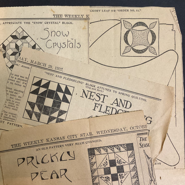 10 Vintage Original Kansas City Star Newspaper 1930s Quilt Patterns Clippings