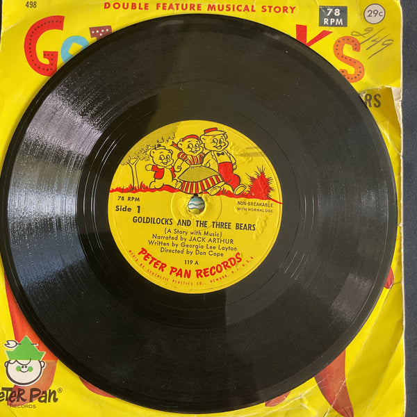 Vintage 1962 Goldilocks and the 3 Bears Peter Pan Vinyl Record in Sleeve 78 RPM