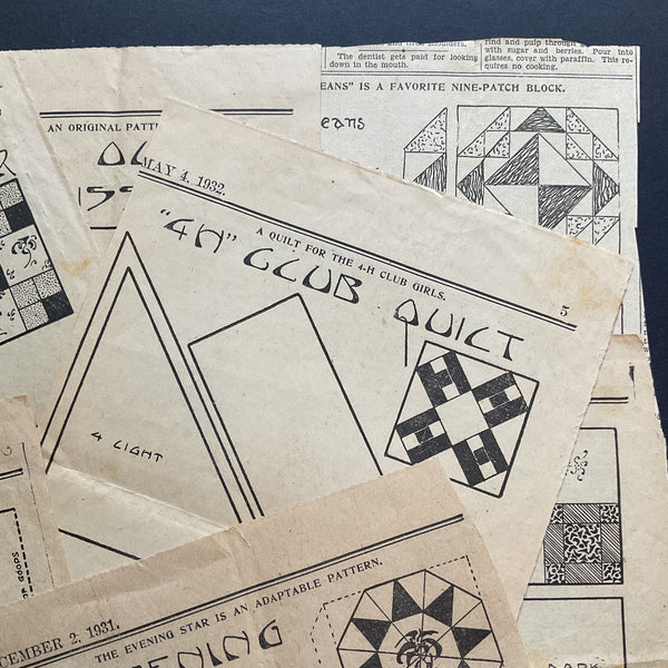 Kansas City Star Quilt Patterns 10 Vintage Original Newspaper Clippings