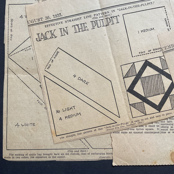 Kansas City Star Quilt Patterns 10 Vintage Original Newspaper Clippings