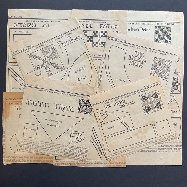 10 Original Vintage 1930s Kansas City Star Newspaper Quilt Patterns