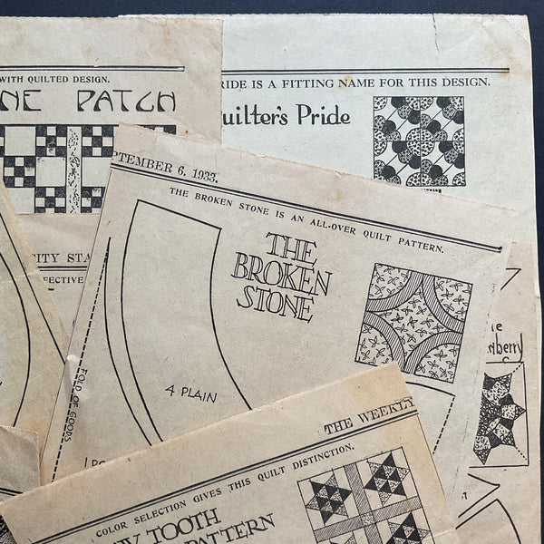 10 Original Vintage 1930s Kansas City Star Newspaper Quilt Patterns