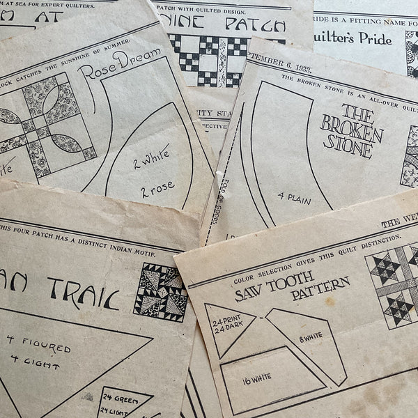 10 Original Vintage 1930s Kansas City Star Newspaper Quilt Patterns