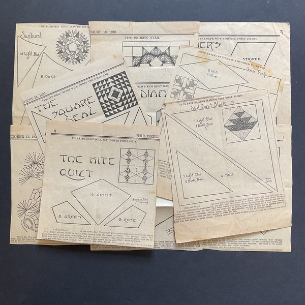 10 Vintage Original 1930s Kansas City Star Newspaper Quilt Patterns