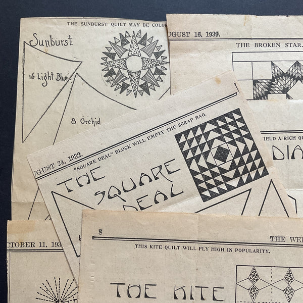 10 Vintage Original 1930s Kansas City Star Newspaper Quilt Patterns