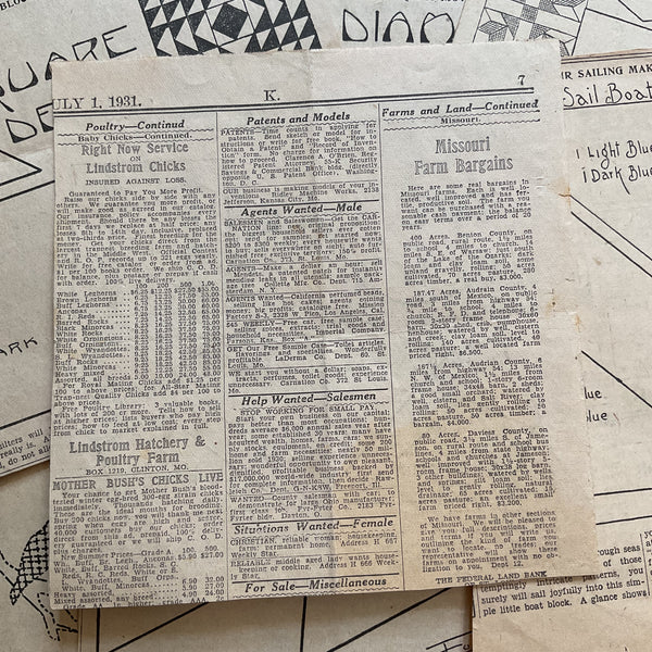 10 Vintage Original 1930s Kansas City Star Newspaper Quilt Patterns