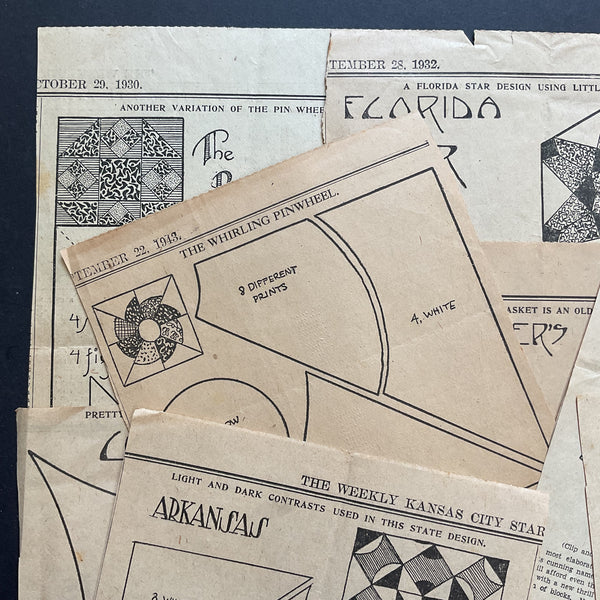 10 Vintage Original Kansas City Star Quilt Patterns 1930s Newspaper Clippings