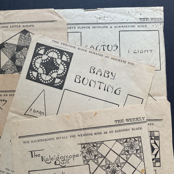 10 Vintage Original Kansas City Star Quilt Patterns 1930s Newspaper Clippings