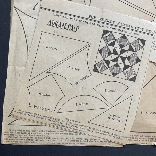 10 Vintage Original Kansas City Star Quilt Patterns 1930s Newspaper Clippings
