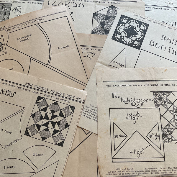 10 Vintage Original Kansas City Star Quilt Patterns 1930s Newspaper Clippings