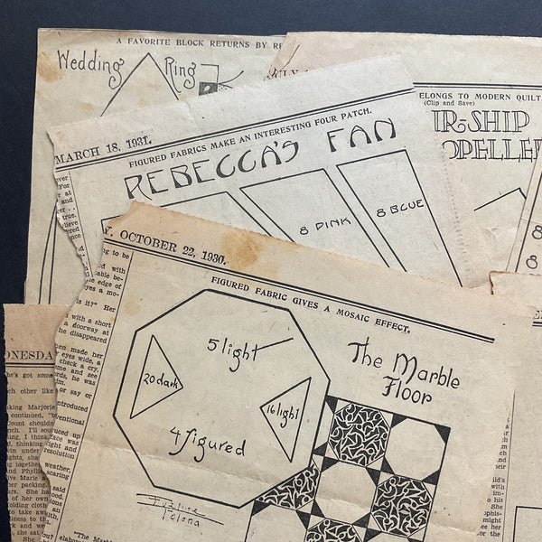 10 Kansas City Star Quilt Patterns Vintage Original Newspaper Clippings