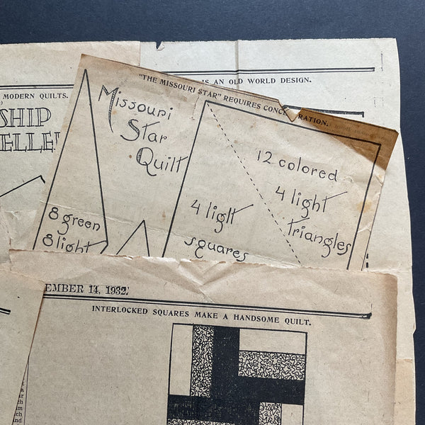 10 Kansas City Star Quilt Patterns Vintage Original Newspaper Clippings