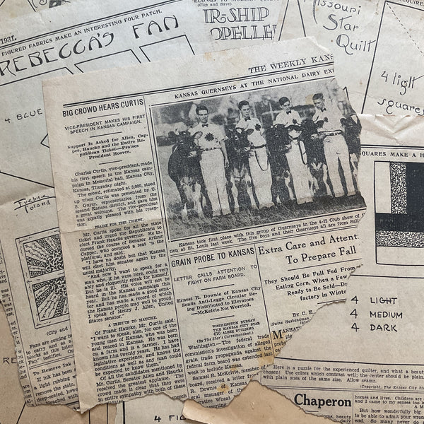 10 Kansas City Star Quilt Patterns Vintage Original Newspaper Clippings