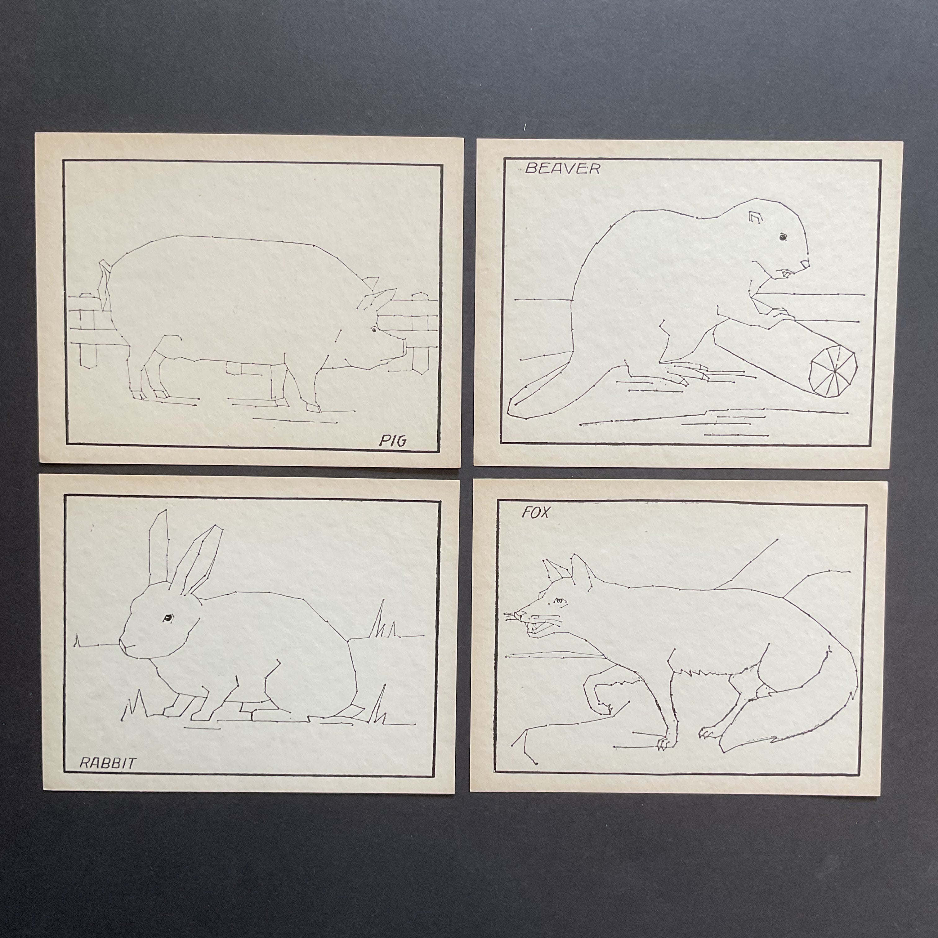 4 Vintage Children’s Sewing Cards Pig Rabbit A. Flanagan Company - Avid Vintage