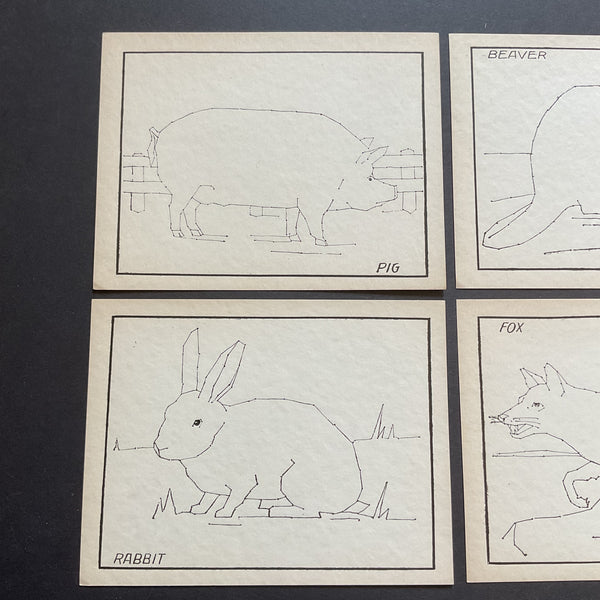 4 Vintage Children’s Sewing Cards Pig Rabbit A. Flanagan Company