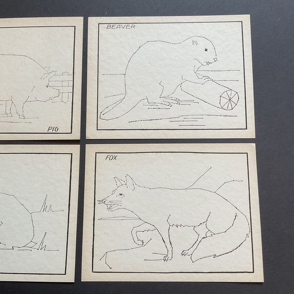 4 Vintage Children’s Sewing Cards Pig Rabbit A. Flanagan Company