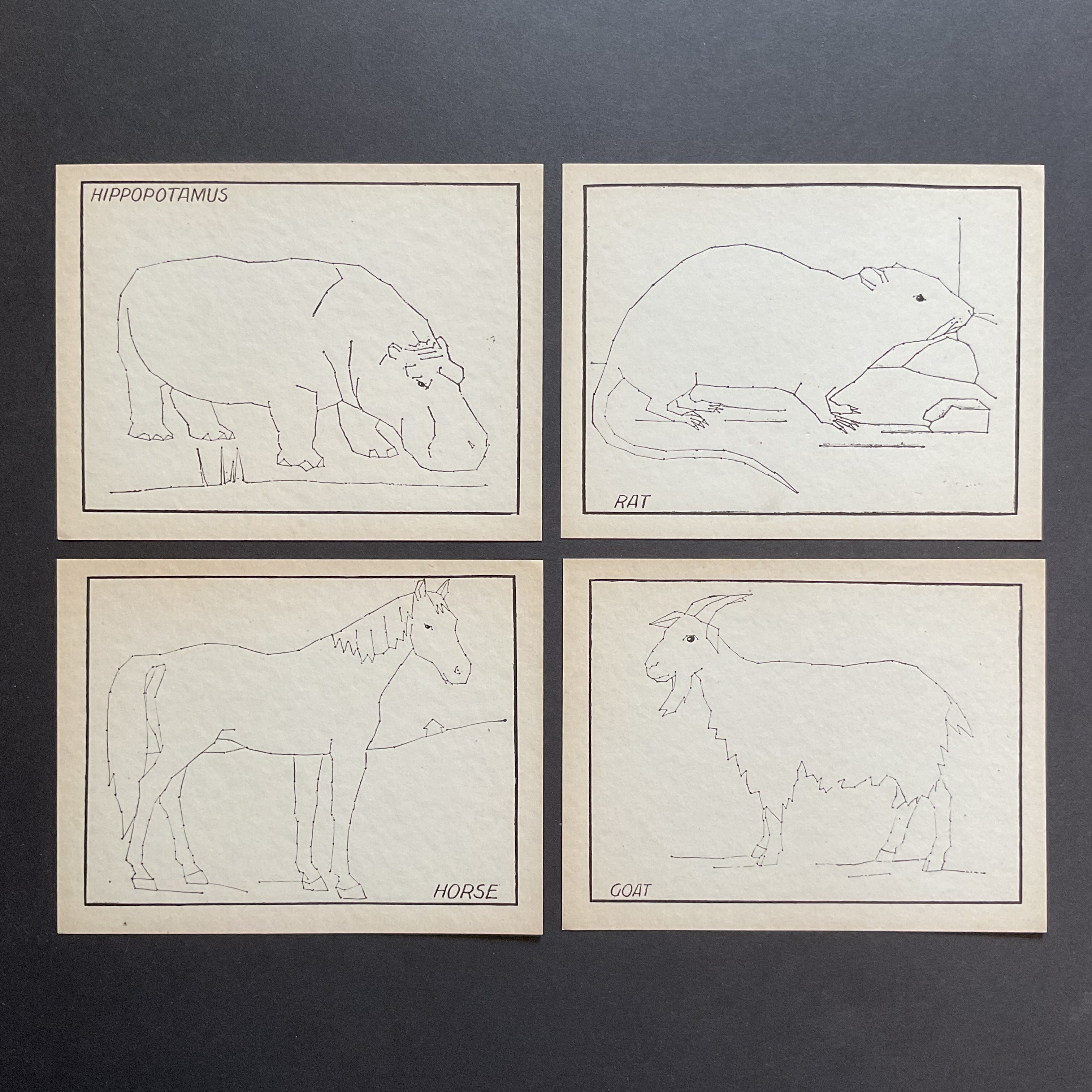 4 Vintage Children’s Sewing Cards Horse Goat A. Flanagan Company