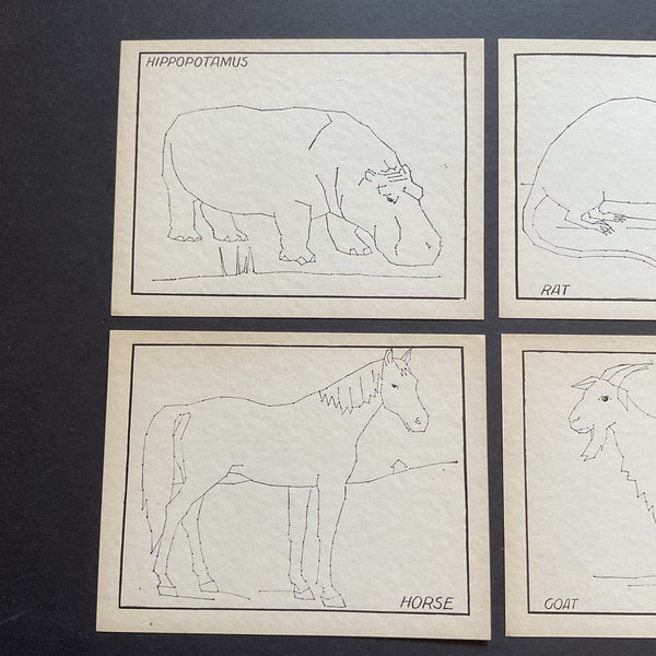 4 Vintage Children’s Sewing Cards Horse Goat A. Flanagan Company