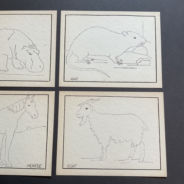 4 Vintage Children’s Sewing Cards Horse Goat A. Flanagan Company