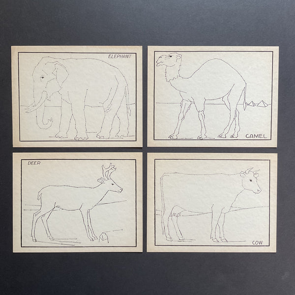 4 Vintage Children’s Sewing Cards Elephant Camel A. Flanagan Company
