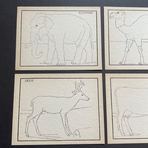 4 Vintage Children’s Sewing Cards Elephant Camel A. Flanagan Company