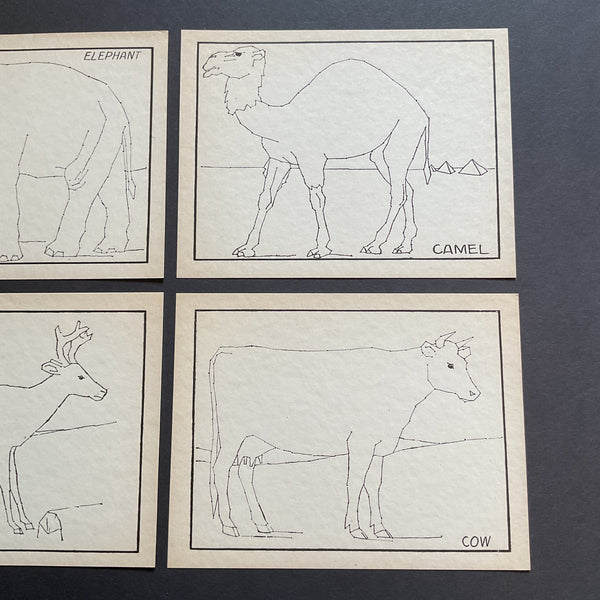 4 Vintage Children’s Sewing Cards Elephant Camel A. Flanagan Company